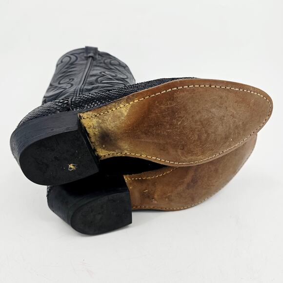 Vintage Laredo Black 13" Python Snakeskin Cowboy Western Boot Mens 8 EE W 10 N - Picture 11 of 14